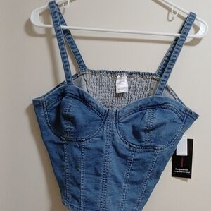 No Boundaries Denim Crop Top